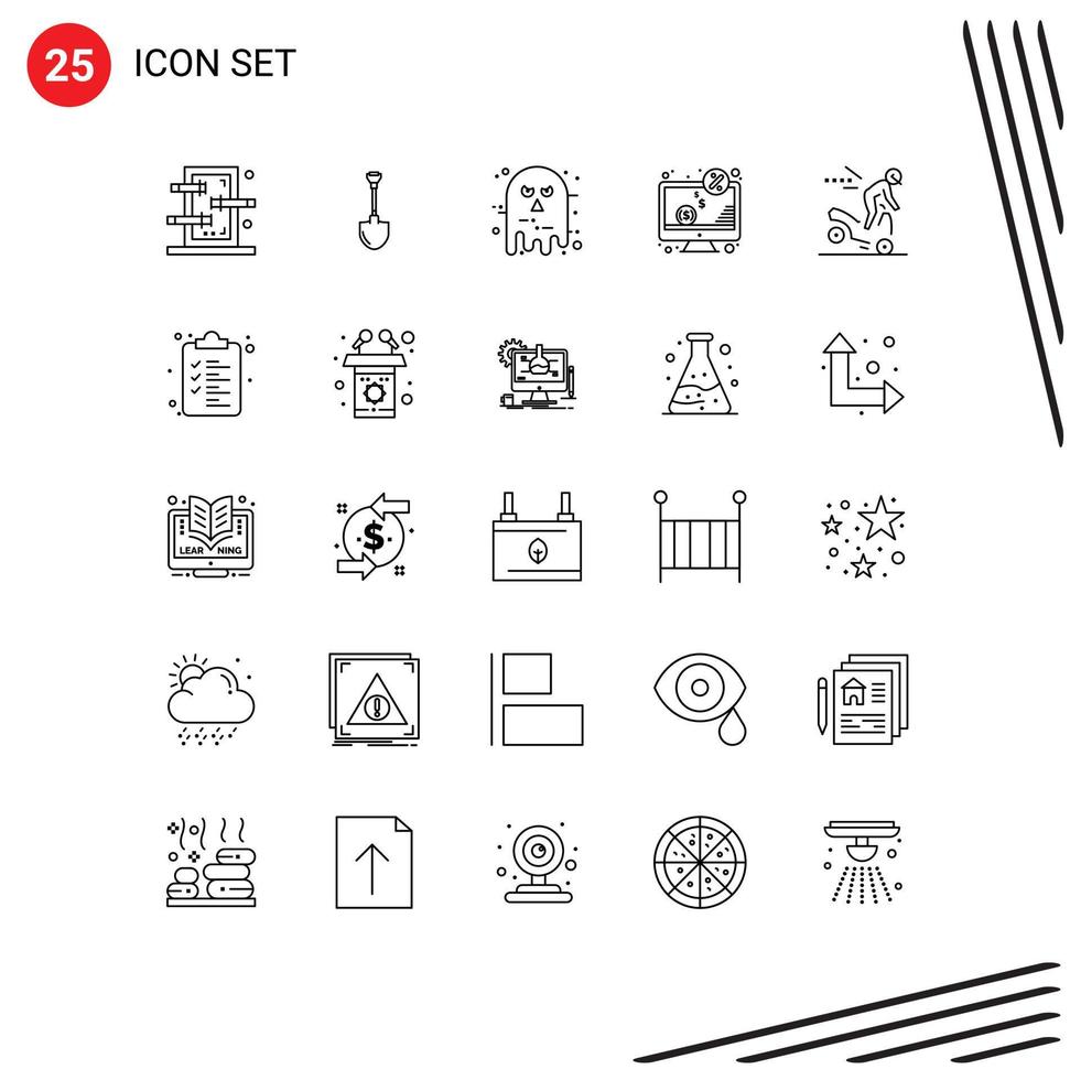 25 Creative Icons Modern Signs and Symbols of monitor dollar digging computer halloween Editable Vector Design Elements