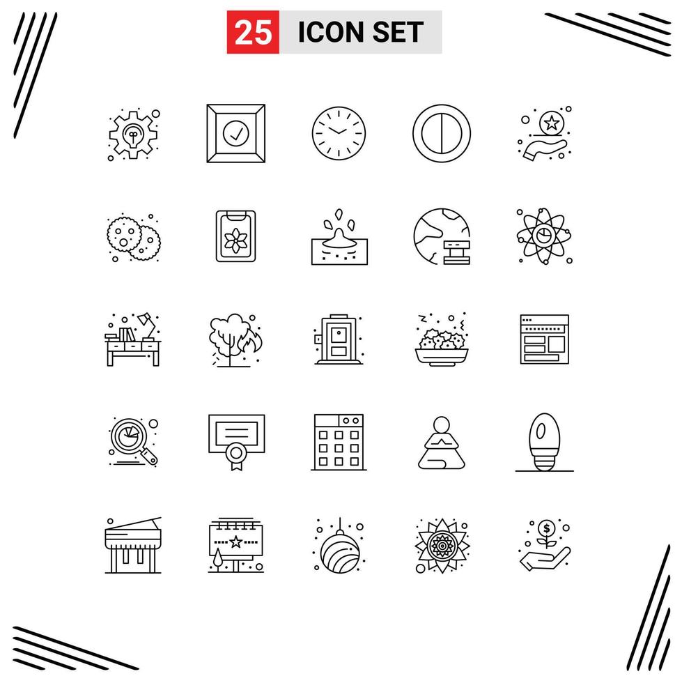 Universal Icon Symbols Group of 25 Modern Lines of holi bread clock rating premium Editable Vector Design Elements