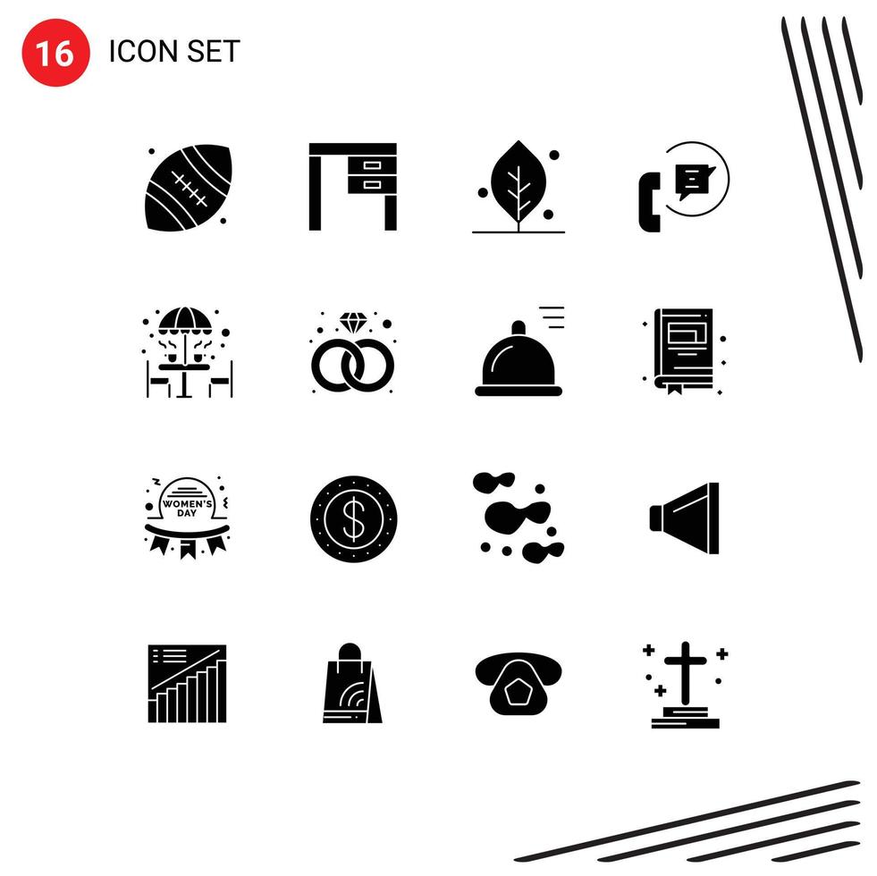 Mobile Interface Solid Glyph Set of 16 Pictograms of support help office contact spring Editable Vector Design Elements