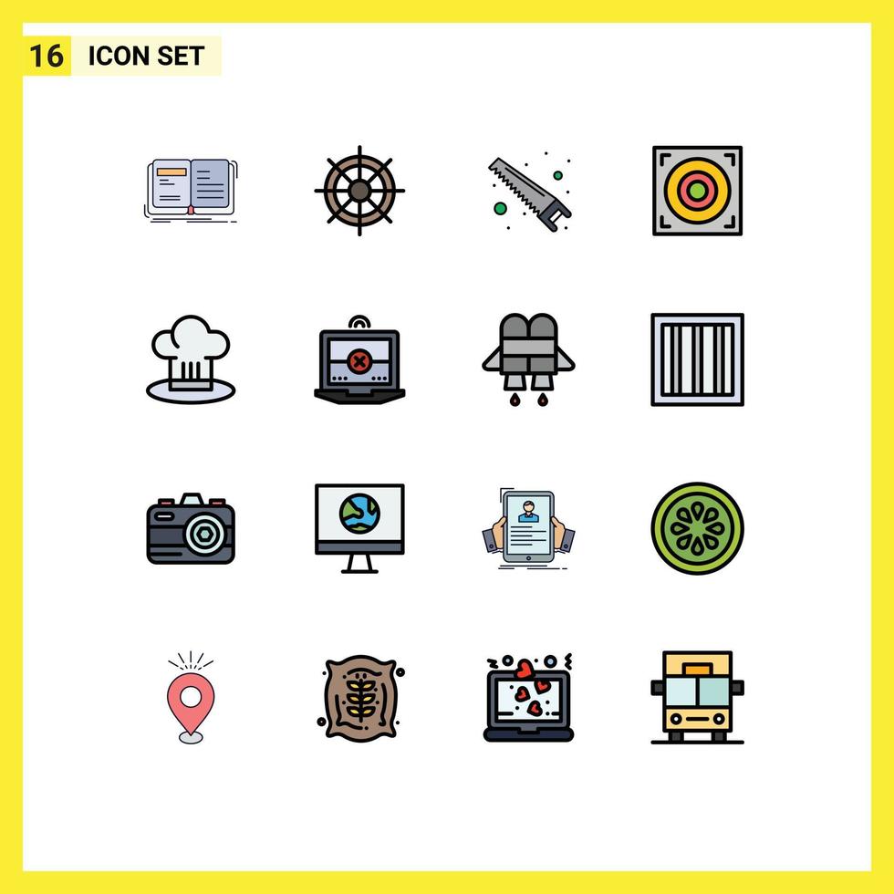 conjunto de 16 iconos de interfaz de usuario modernos signos de símbolos para el cortador de diseño de rueda de altavoz de chef elementos de diseño de vector creativo editable