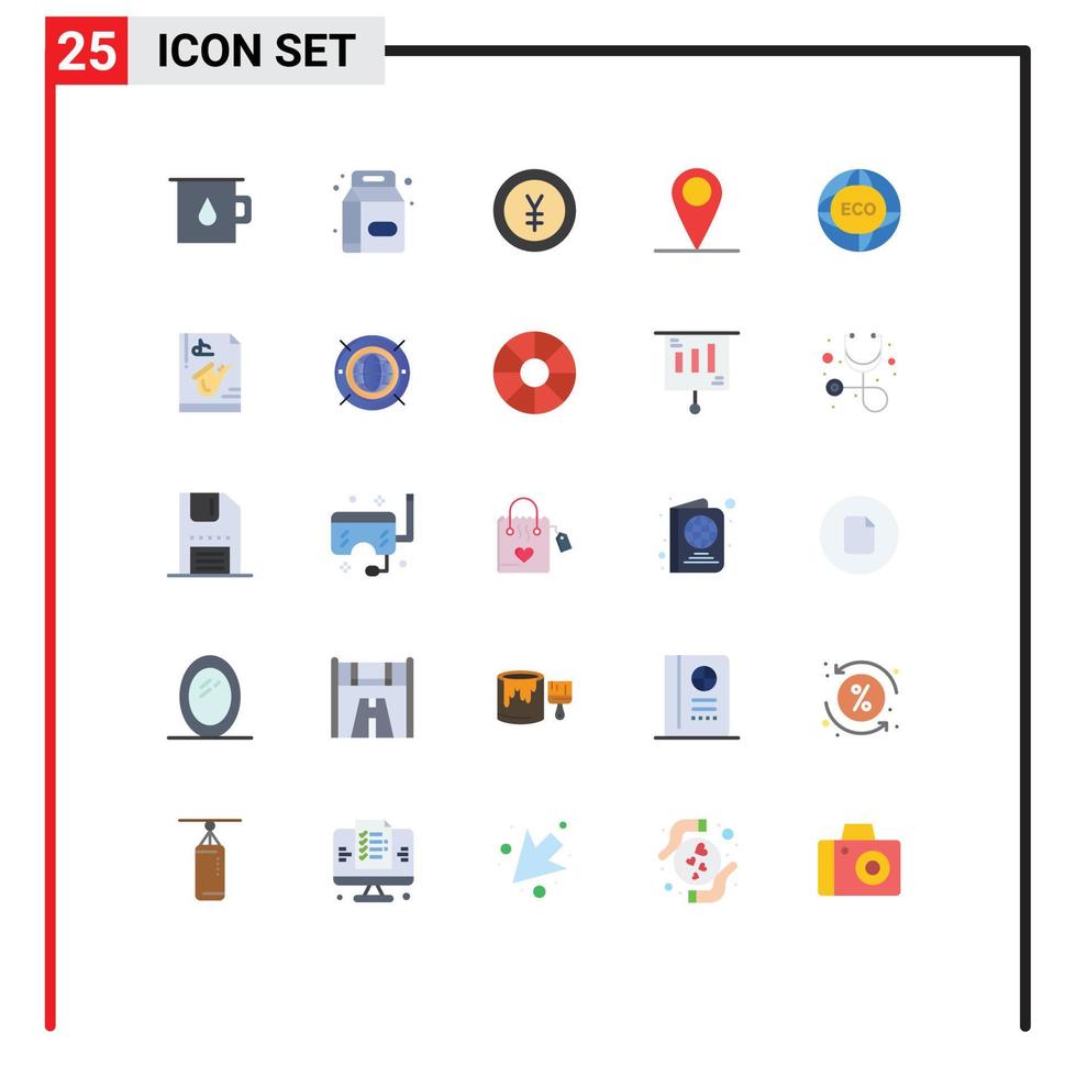 Modern Set of 25 Flat Colors Pictograph of internet environment finance world location Editable Vector Design Elements