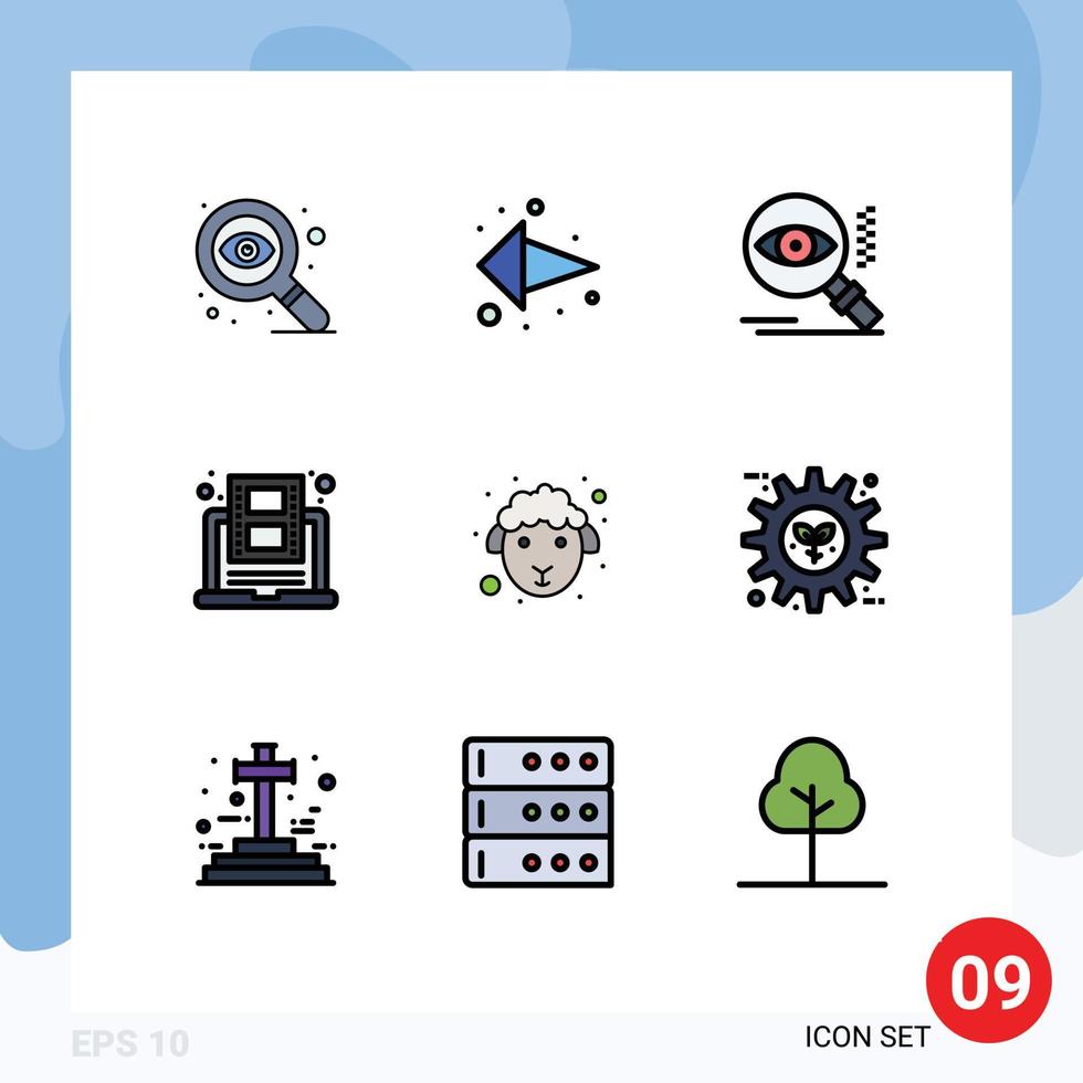 9 Universal Filledline Flat Color Signs Symbols of easter youtube search video learning Editable Vector Design Elements