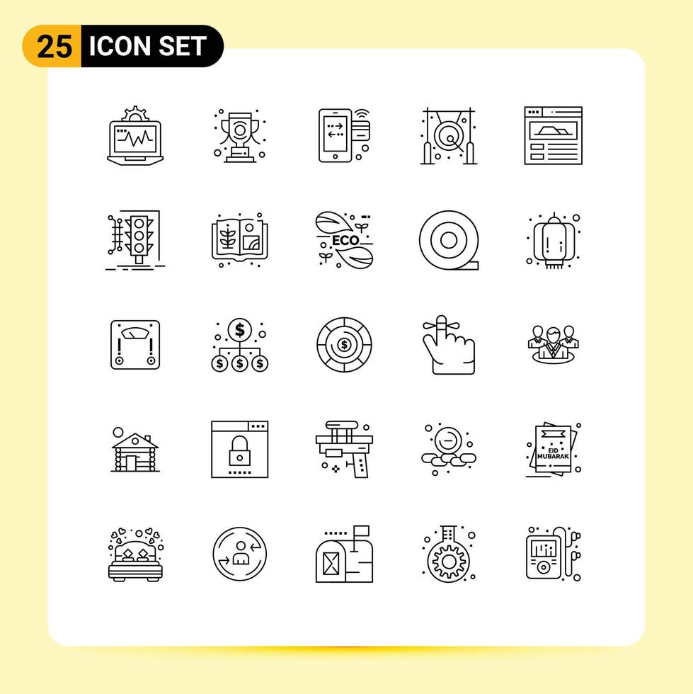 Modern Set of 25 Lines and symbols such as metal chinese card bell wifi Editable Vector Design Elements
