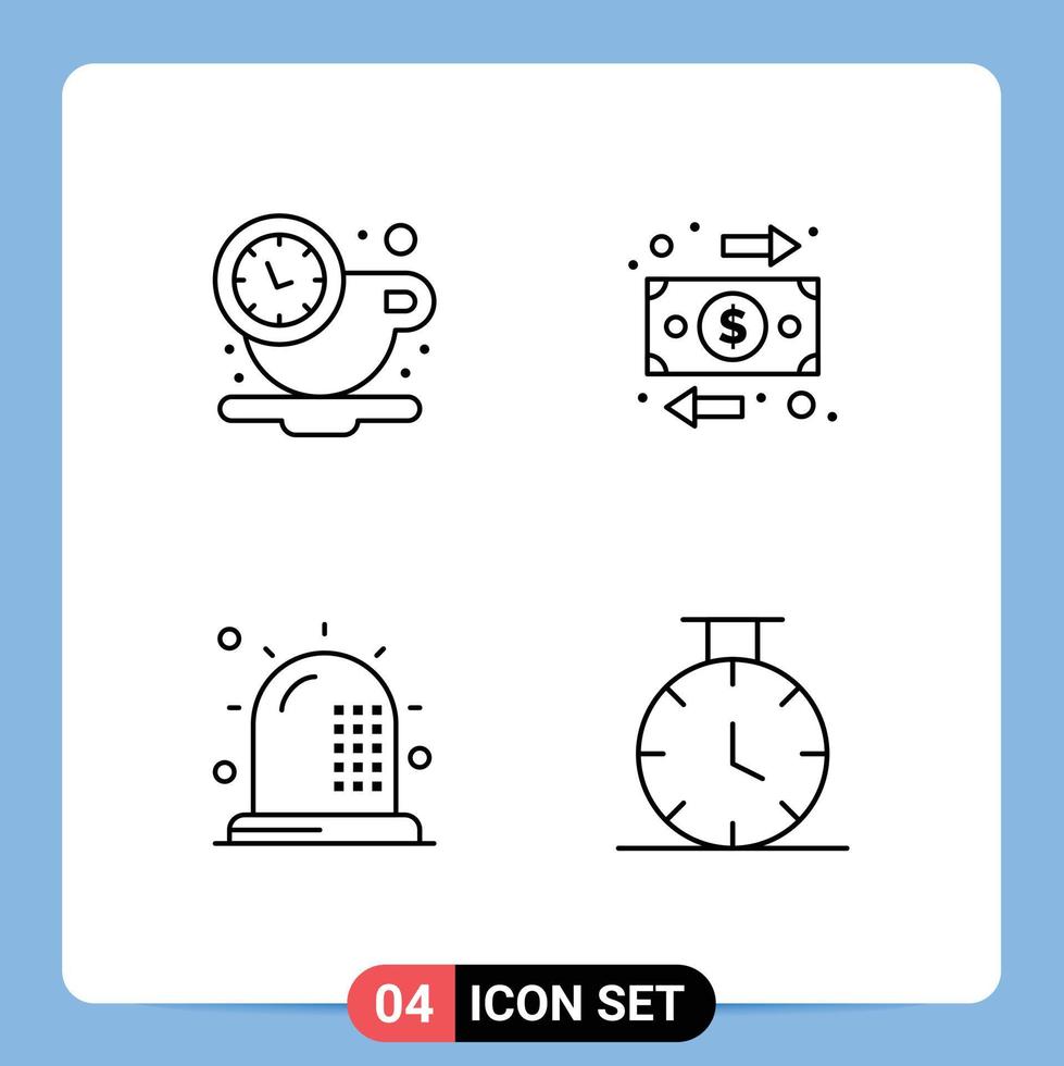 Editable Vector Line Pack of 4 Simple Filledline Flat Colors of break disease time flow form Editable Vector Design Elements