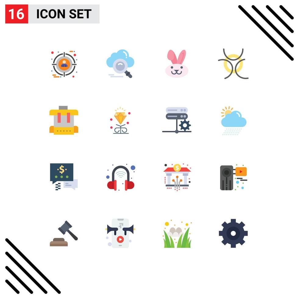 Set of 16 Vector Flat Colors on Grid for school bag access space danger Editable Pack of Creative Vector Design Elements