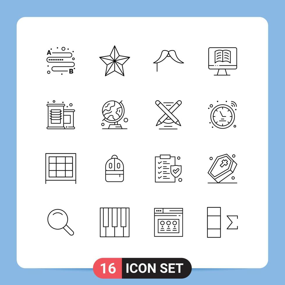 Set of 16 Modern UI Icons Symbols Signs for vegetable canned food hipster ontechnology computer Editable Vector Design Elements