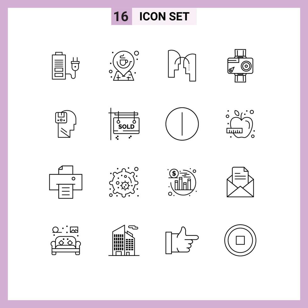 16 iconos creativos signos y símbolos modernos de transferencia de acción de mapa digital fotográfico elementos de diseño vectorial editables vector
