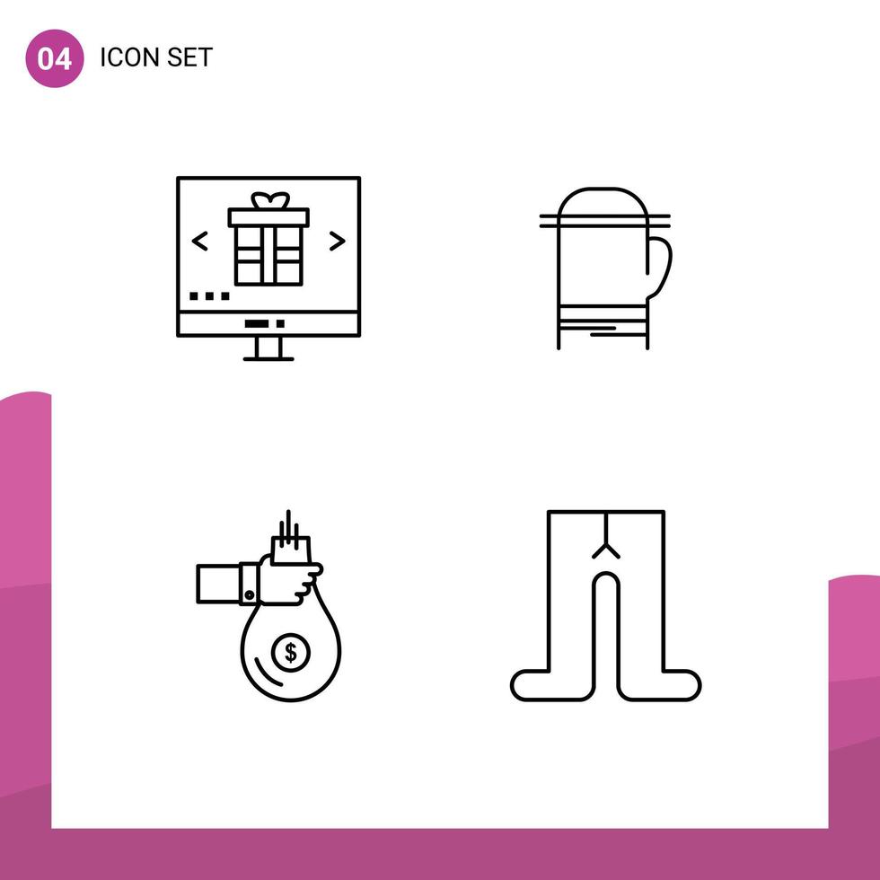 Universal Icon Symbols Group of 4 Modern Filledline Flat Colors of buy bag online microwave give Editable Vector Design Elements