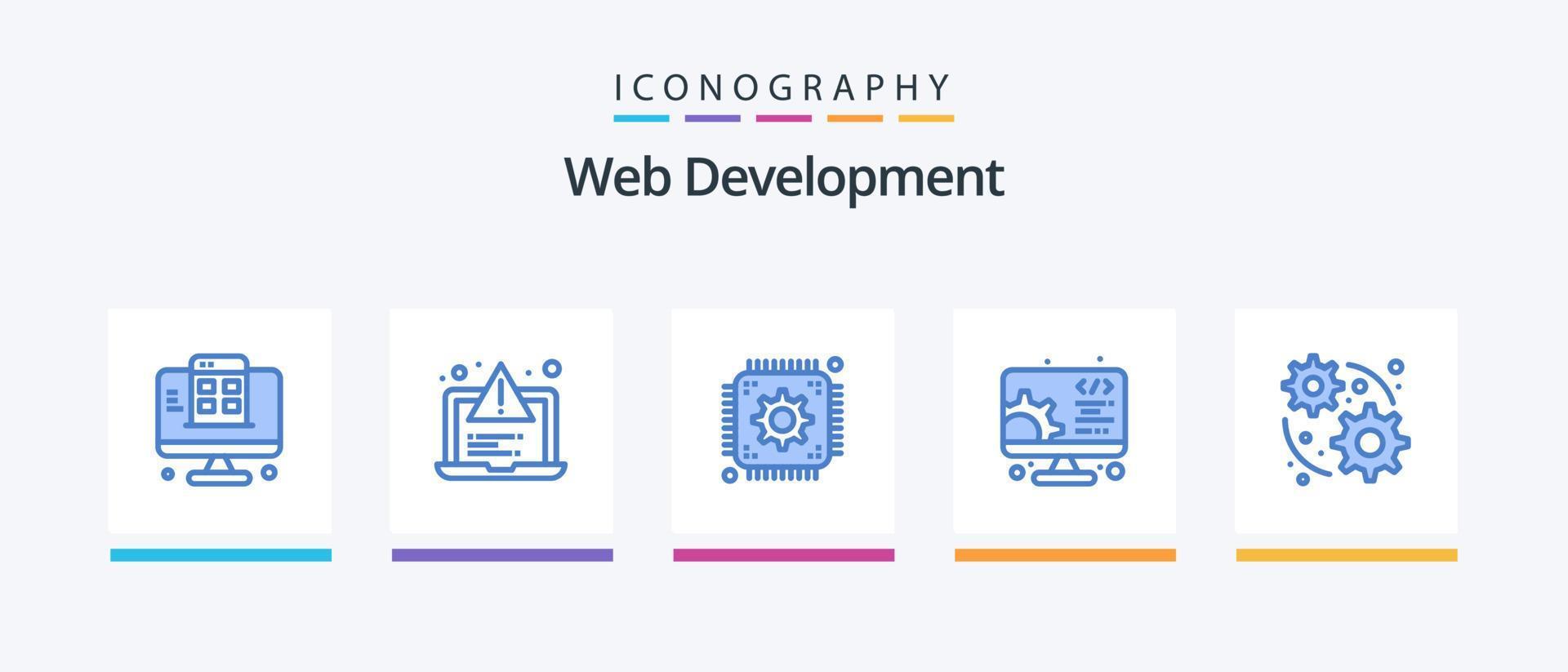 Web Development Blue 5 Icon Pack Including web. web. chip. setting. development. Creative Icons Design vector