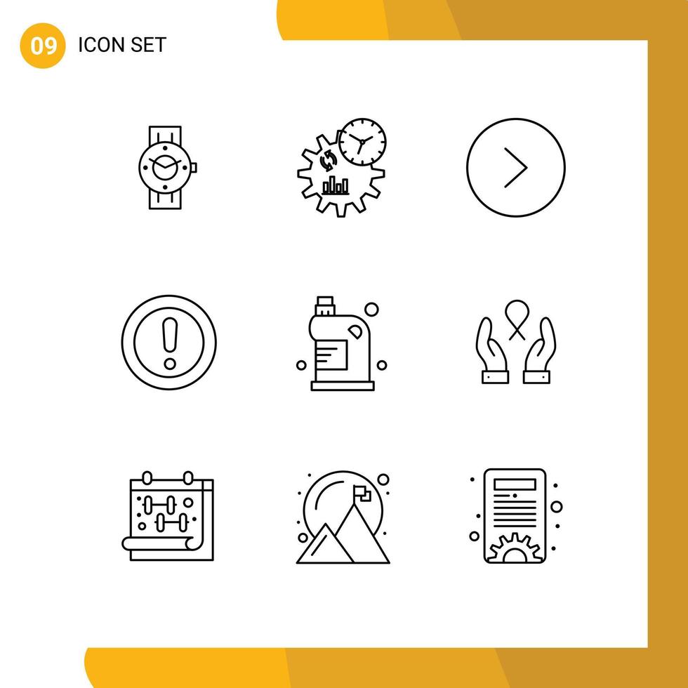 Set of 9 Vector Outlines on Grid for clean question process note about Editable Vector Design Elements