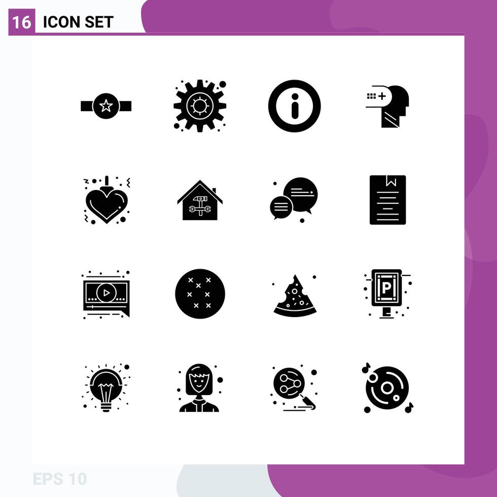 Stock Vector Icon Pack of 16 Line Signs and Symbols for xmas christmas info mind mental Editable Vector Design Elements