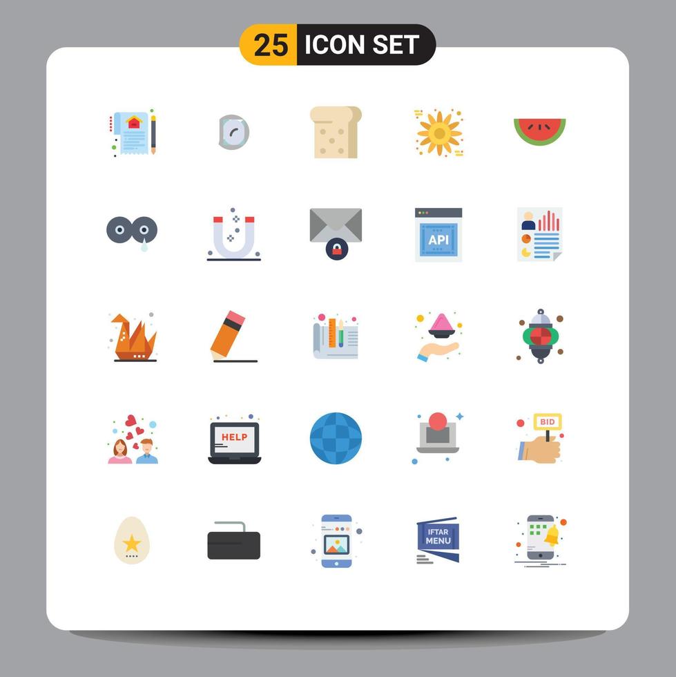 Pictogram Set of 25 Simple Flat Colors of breast fruit science food sunflower Editable Vector Design Elements
