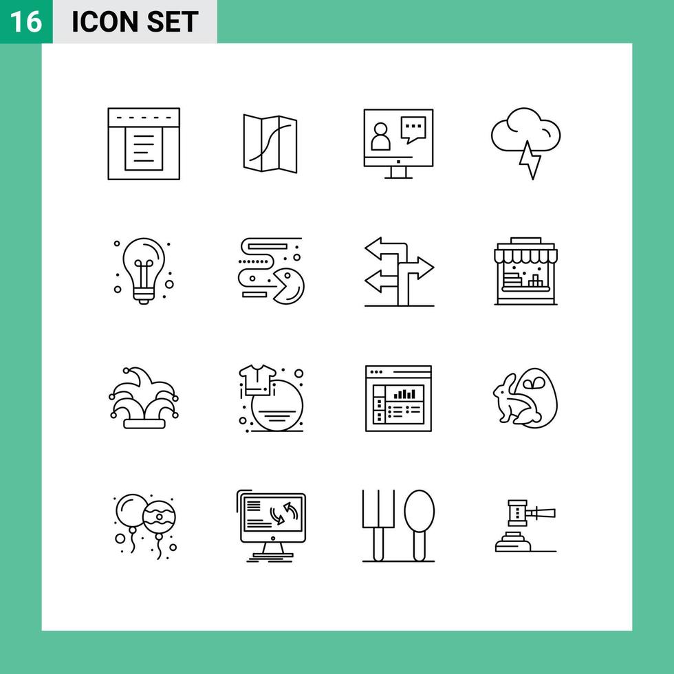 Pack of 16 creative Outlines of education back to school consulting weather cloud Editable Vector Design Elements