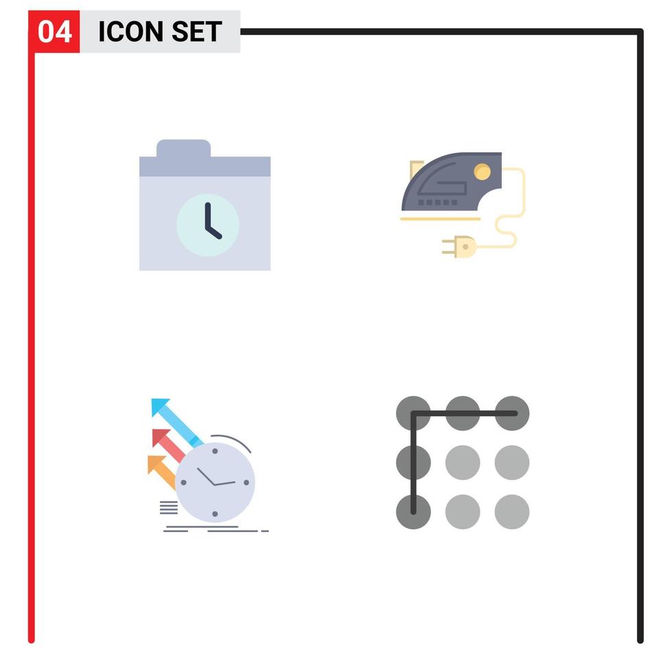 Group of 4 Modern Flat Icons Set for backup of electric machine research Editable Vector Design Elements