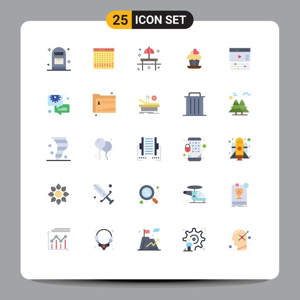 25 Creative Icons Modern Signs and Symbols of creative cake mixer cupcake sunshade Editable Vector Design Elements