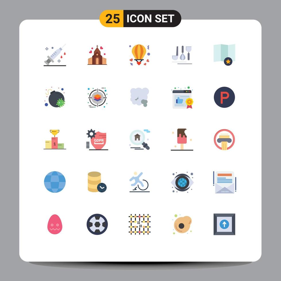 Modern Set of 25 Flat Colors and symbols such as map service air hotel valentine Editable Vector Design Elements