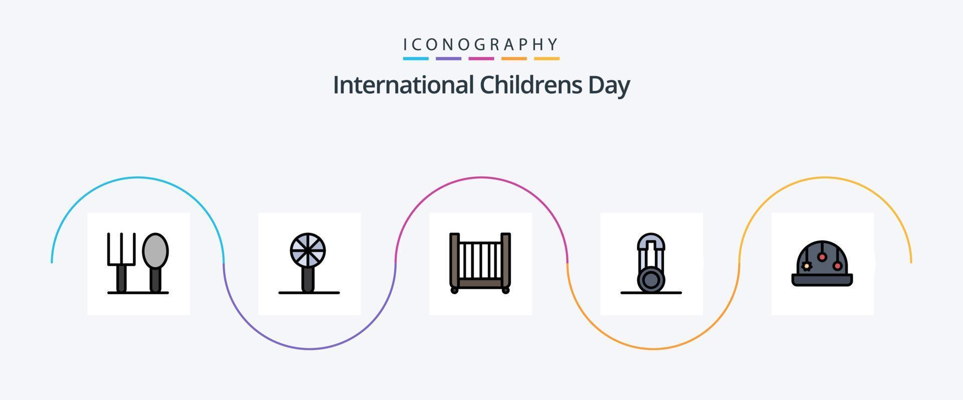 paquete de iconos planos llenos de línea de bebé 5 que incluye parque infantil. seguridad. bebé. patas. bebé vector