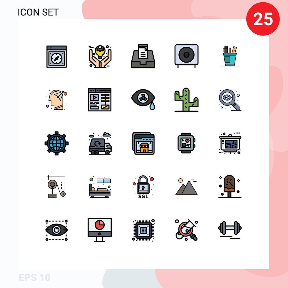 25 User Interface Filled line Flat Color Pack of modern Signs and Symbols of subwoofer electronics product devices mailbox Editable Vector Design Elements