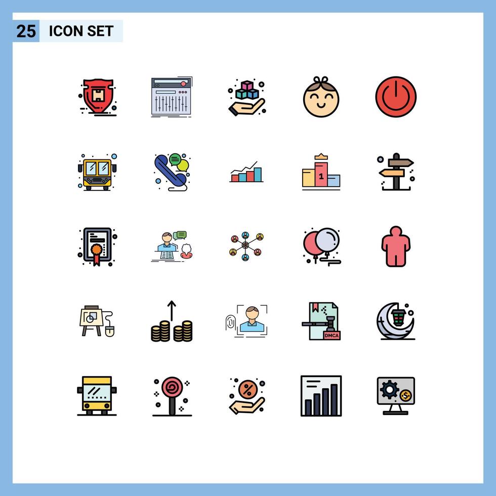 Stock Vector Icon Pack of 25 Line Signs and Symbols for off girl sound child product Editable Vector Design Elements