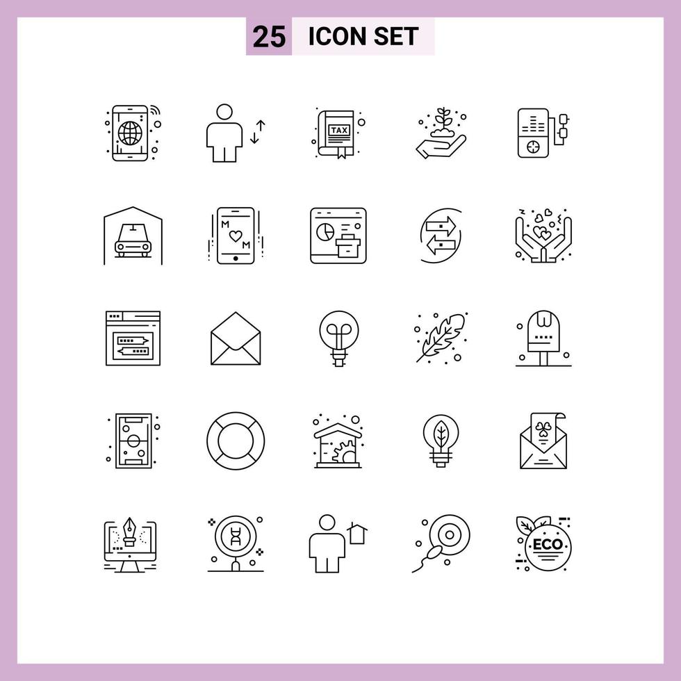 Set of 25 Modern UI Icons Symbols Signs for gardening ecology move earth day interface Editable Vector Design Elements