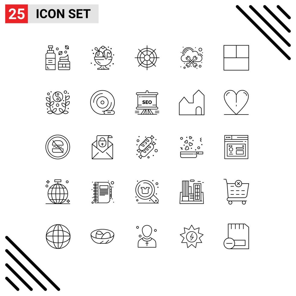 Universal Icon Symbols Group of 25 Modern Lines of grid management sweet hosting wheel Editable Vector Design Elements