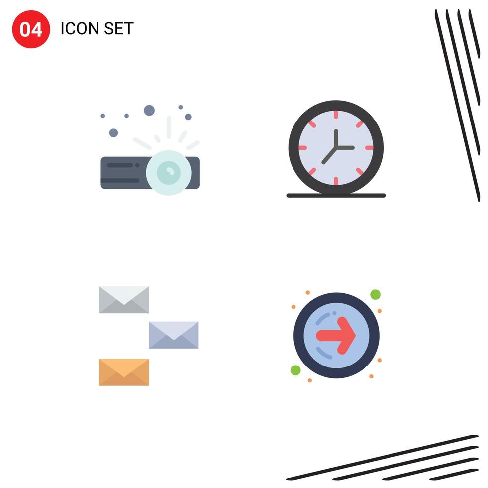 Editable Vector Line Pack of 4 Simple Flat Icons of device email clock back forward arrow Editable Vector Design Elements