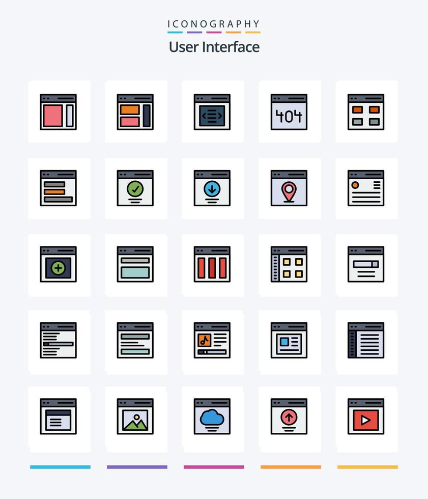 Creative User Interface 25 Line FIlled icon pack  Such As interface. communication. user. . page vector