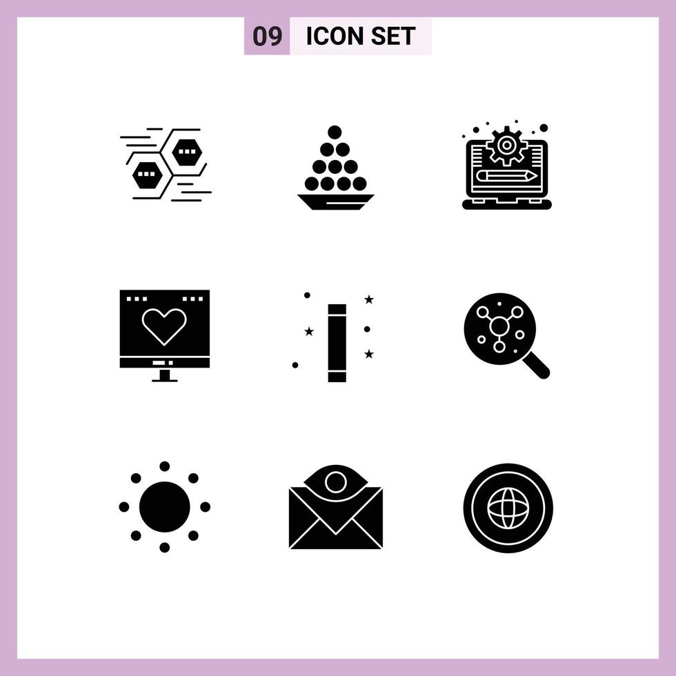 9 Thematic Vector Solid Glyphs and Editable Symbols of finance progress indian management system laptop Editable Vector Design Elements