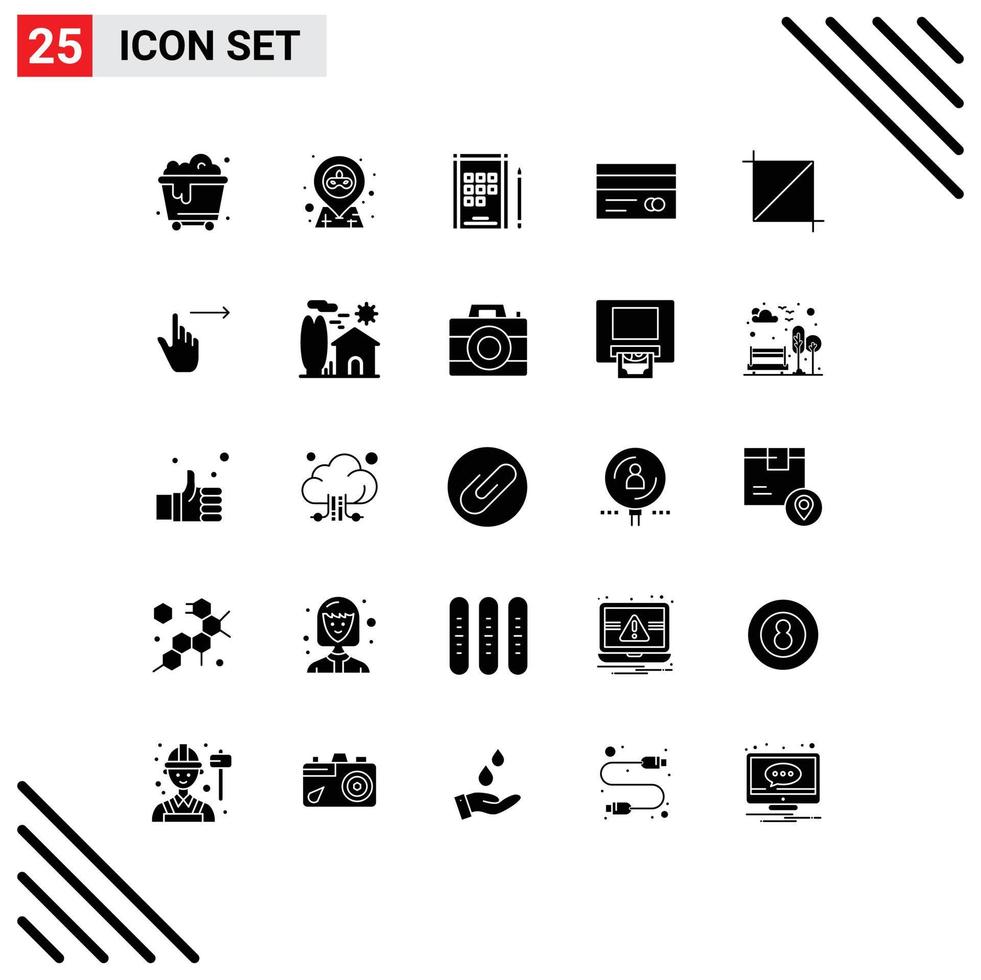 Stock Vector Icon Pack of 25 Line Signs and Symbols for gestures tool notebook crop credit Editable Vector Design Elements