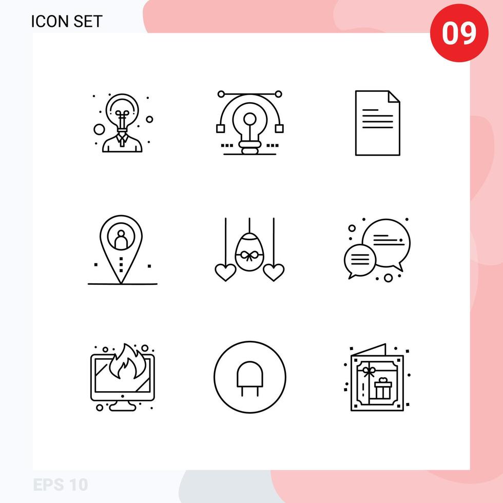9 Universal Outline Signs Symbols of egg navigation file location distance Editable Vector Design Elements