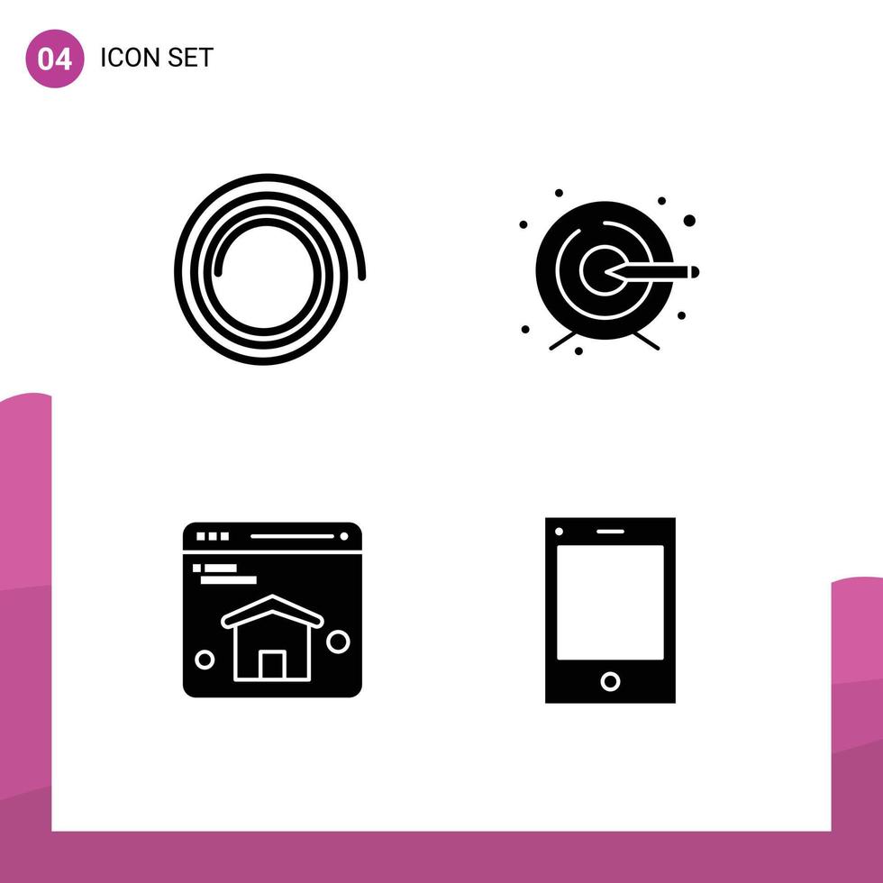 conjunto de 4 iconos de interfaz de usuario modernos símbolos signos para forma ipad proceso página de inicio tableta elementos de diseño vectorial editables vector