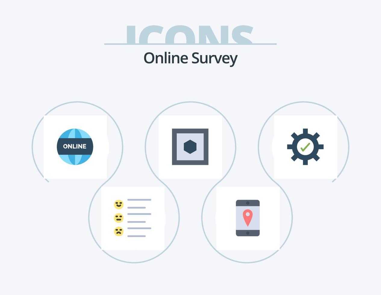 Online Survey Flat Icon Pack 5 Icon Design. . setting. online. gear. shape vector