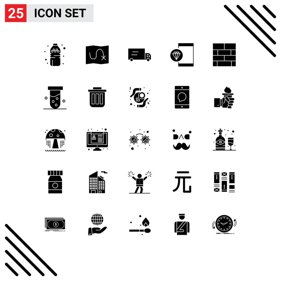User Interface Pack of 25 Basic Solid Glyphs of tube layout app form programming Editable Vector Design Elements