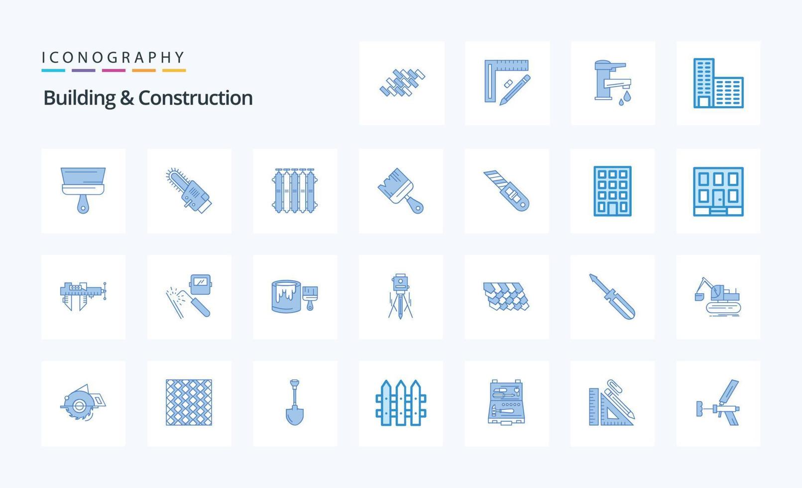 25 Building And Construction Blue icon pack vector