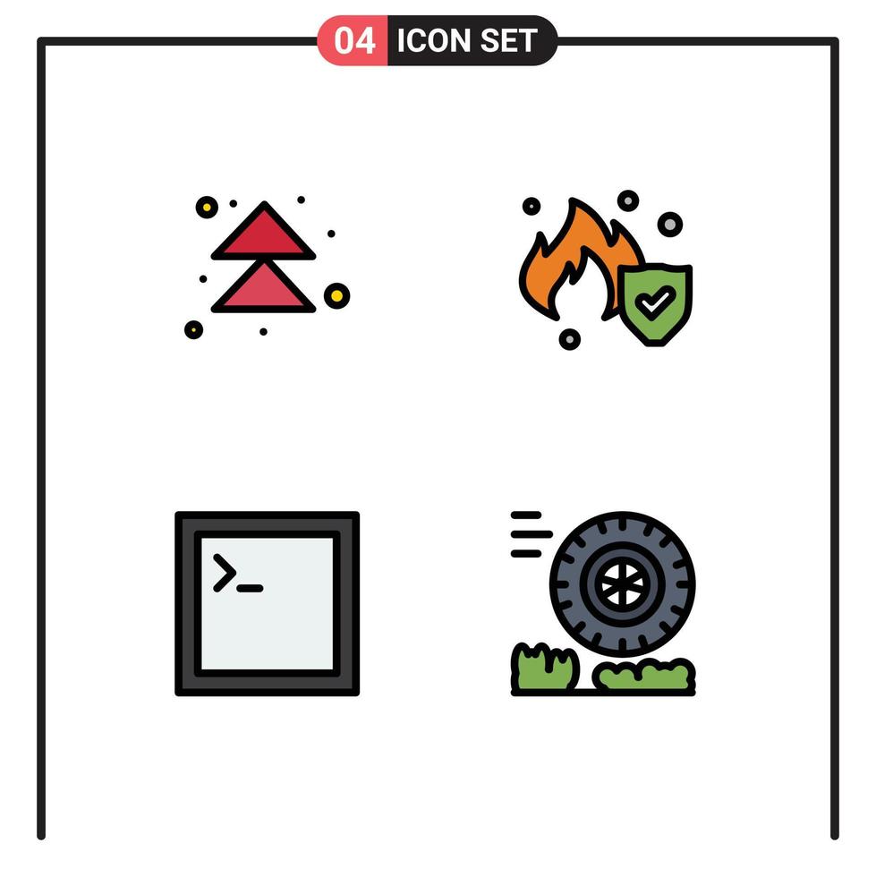 Set of 4 Modern UI Icons Symbols Signs for arrow terminal up service motion Editable Vector Design Elements