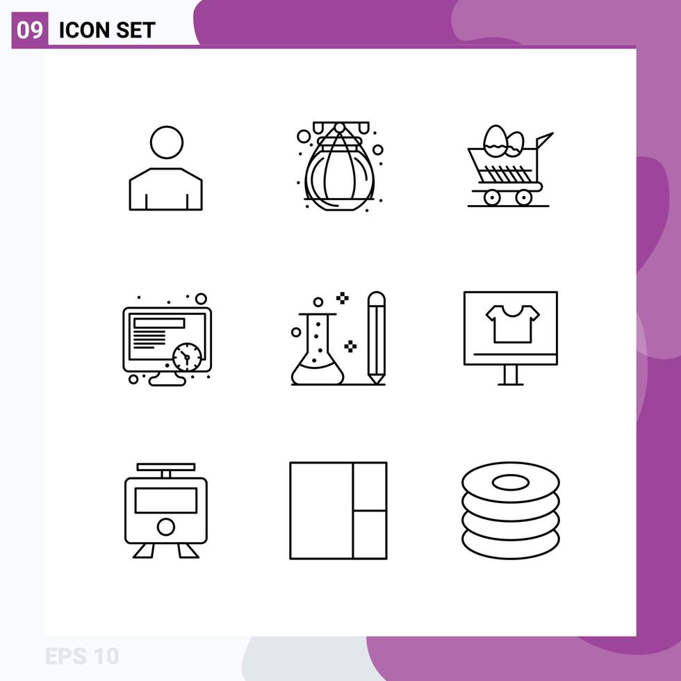Universal Icon Symbols Group of 9 Modern Outlines of learning information trolley education time Editable Vector Design Elements