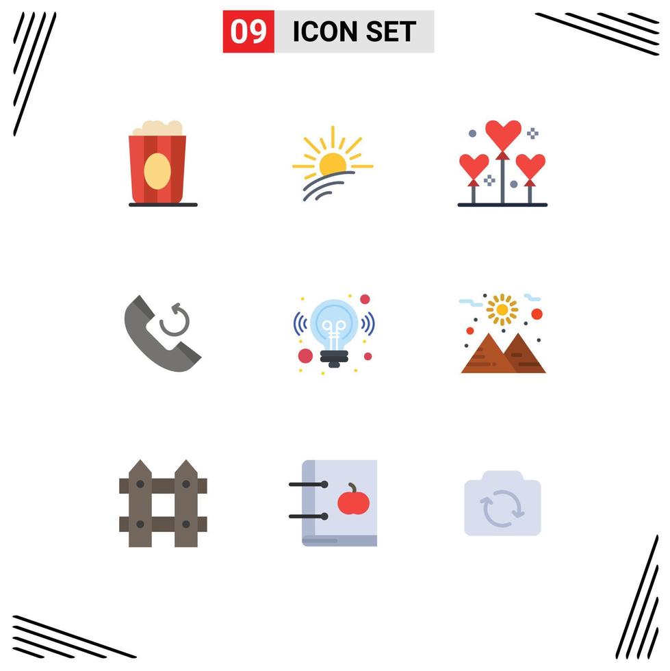 Set of 9 Modern UI Icons Symbols Signs for marketing idea balloon callback call Editable Vector Design Elements