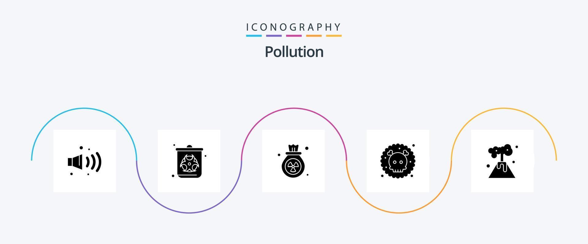 Pollution Glyph 5 Icon Pack Including pollution. energy. pollution. waste. poisonous vector