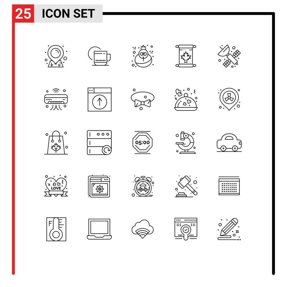 25 Thematic Vector Lines and Editable Symbols of science artificial thanksgiving space canada Editable Vector Design Elements