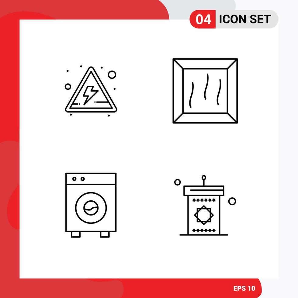 4 Universal Filledline Flat Colors Set for Web and Mobile Applications alert equipment bundle automation podium Editable Vector Design Elements