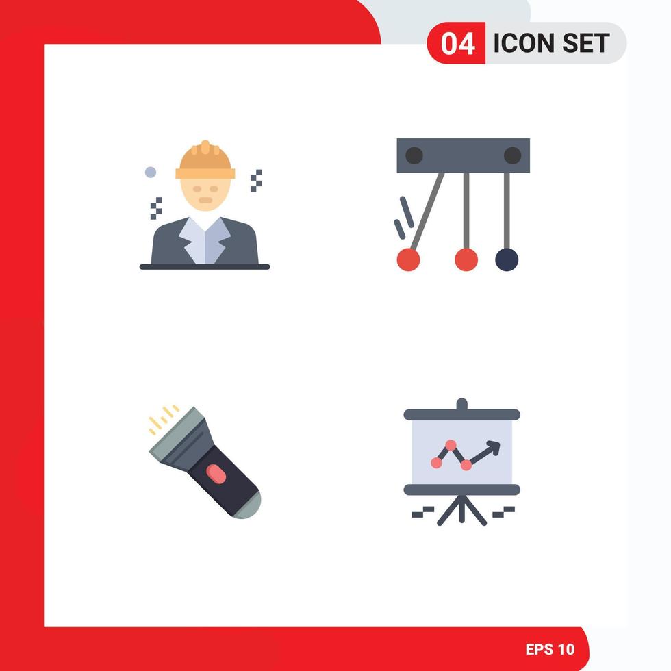 4 Creative Icons Modern Signs and Symbols of avatar torch construction space chart Editable Vector Design Elements