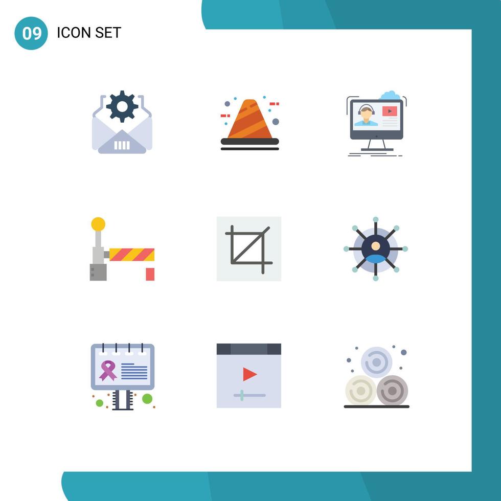 Group of 9 Modern Flat Colors Set for design station tutorials train education Editable Vector Design Elements
