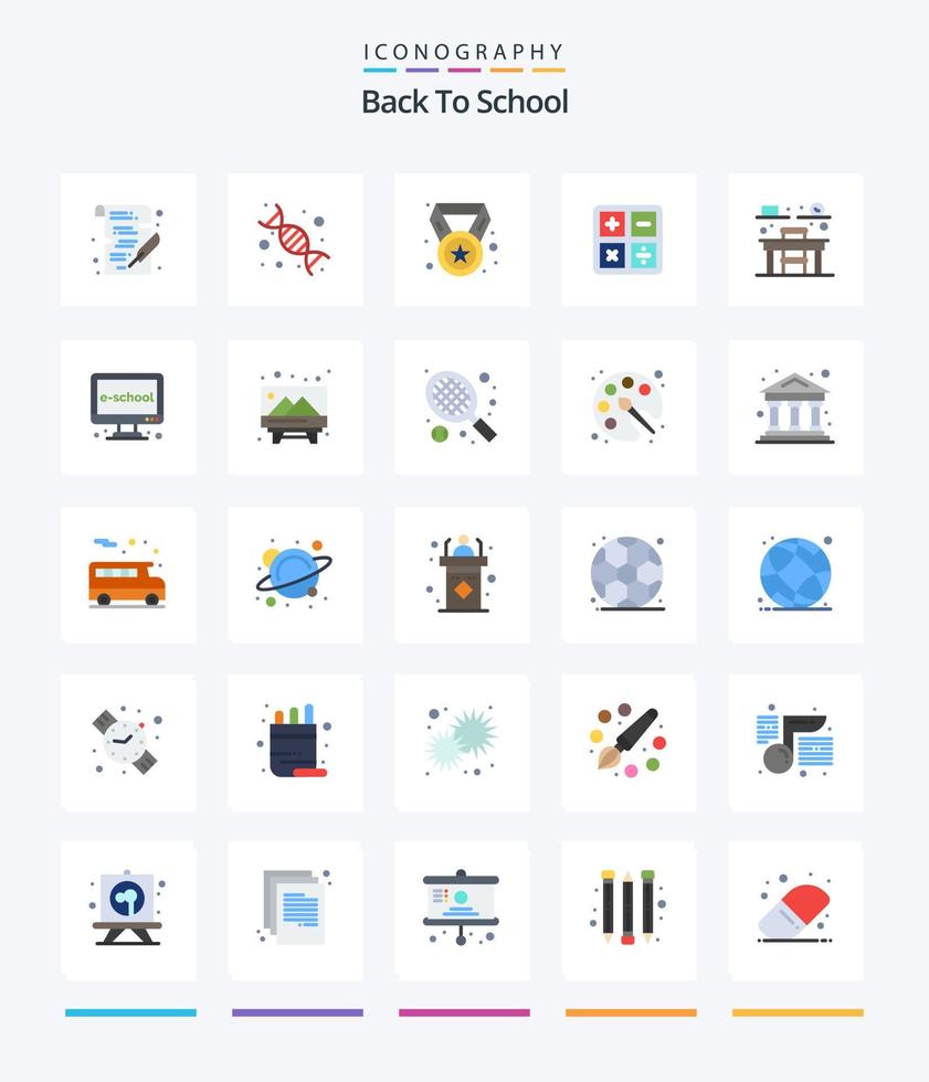 Creative Back To School 25 Flat icon pack  Such As chair. education. genetic. calculate. education vector