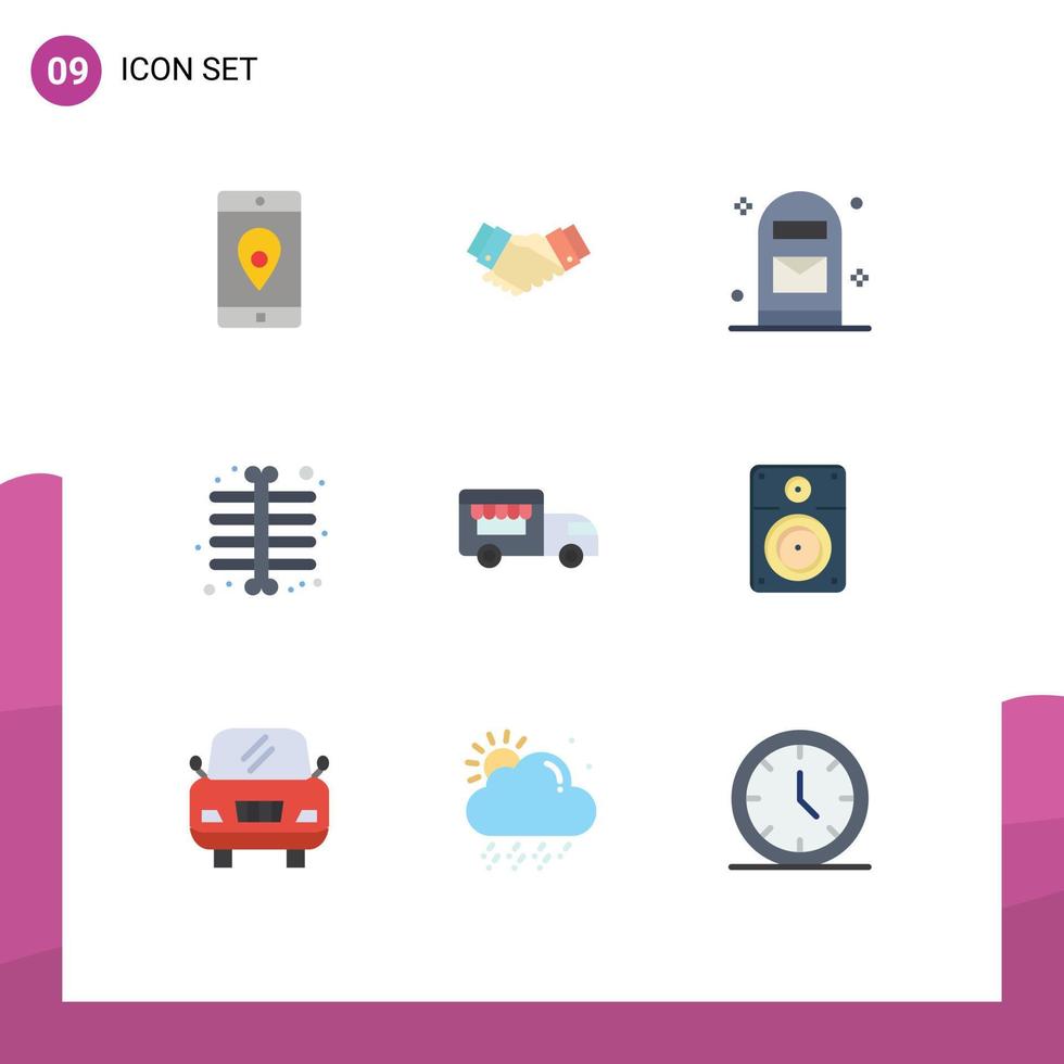 Stock Vector Icon Pack of 9 Line Signs and Symbols for ice cream ray business chest office Editable Vector Design Elements