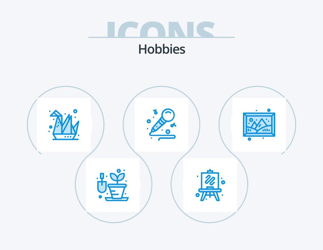 Hobbies Blue Icon Pack 5 Icon Design. hobby. gallery. origami. image. hobbies vector