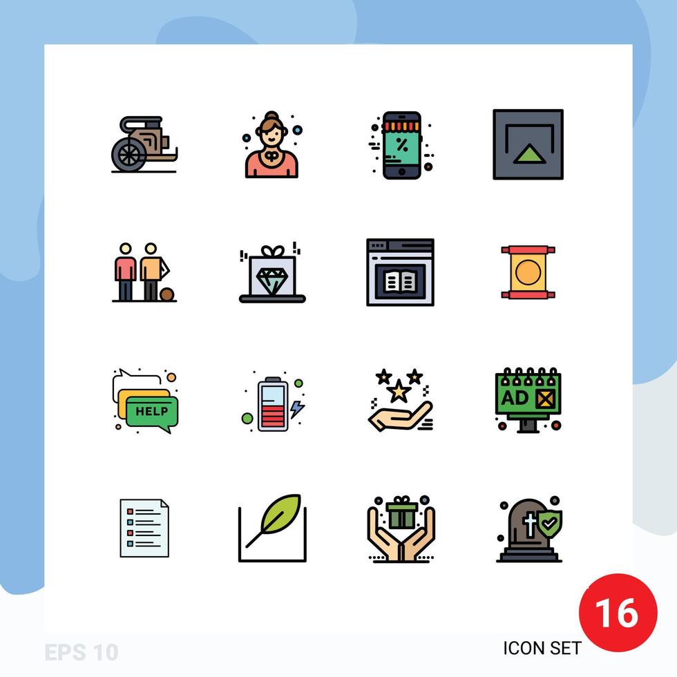 Pictogram Set of 16 Simple Flat Color Filled Lines of amateur airplay service air christmas Editable Creative Vector Design Elements
