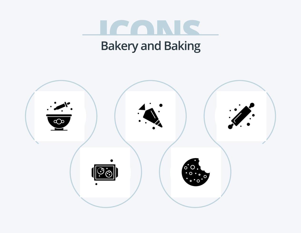Baking Glyph Icon Pack 5 Icon Design. bread rolling pin. baking. colouring. bakery. food vector