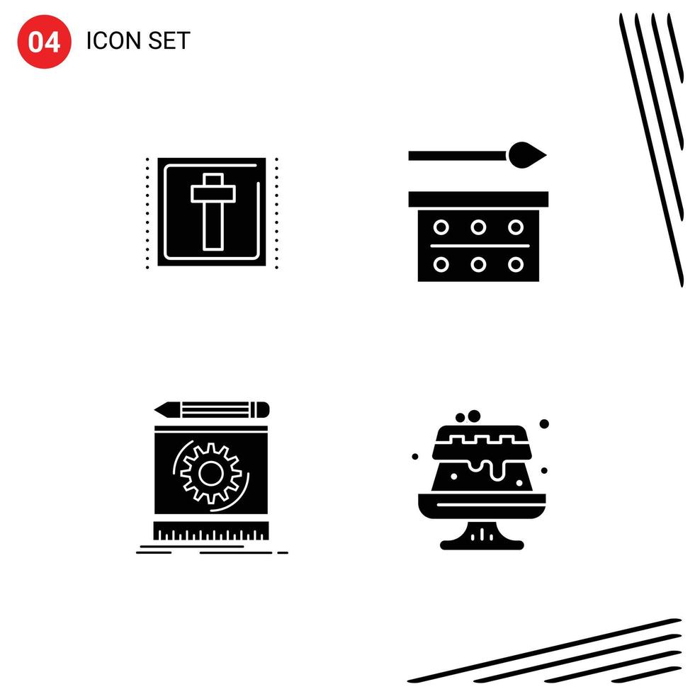 conjunto de 4 iconos modernos de la interfaz de usuario signos de símbolos para los elementos de diseño vectorial editables del proceso de sombras de ojos vector