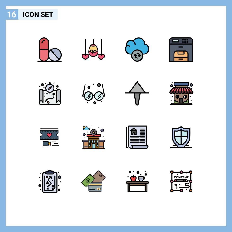 Set of 16 Modern UI Icons Symbols Signs for school location data map machine Editable Creative Vector Design Elements