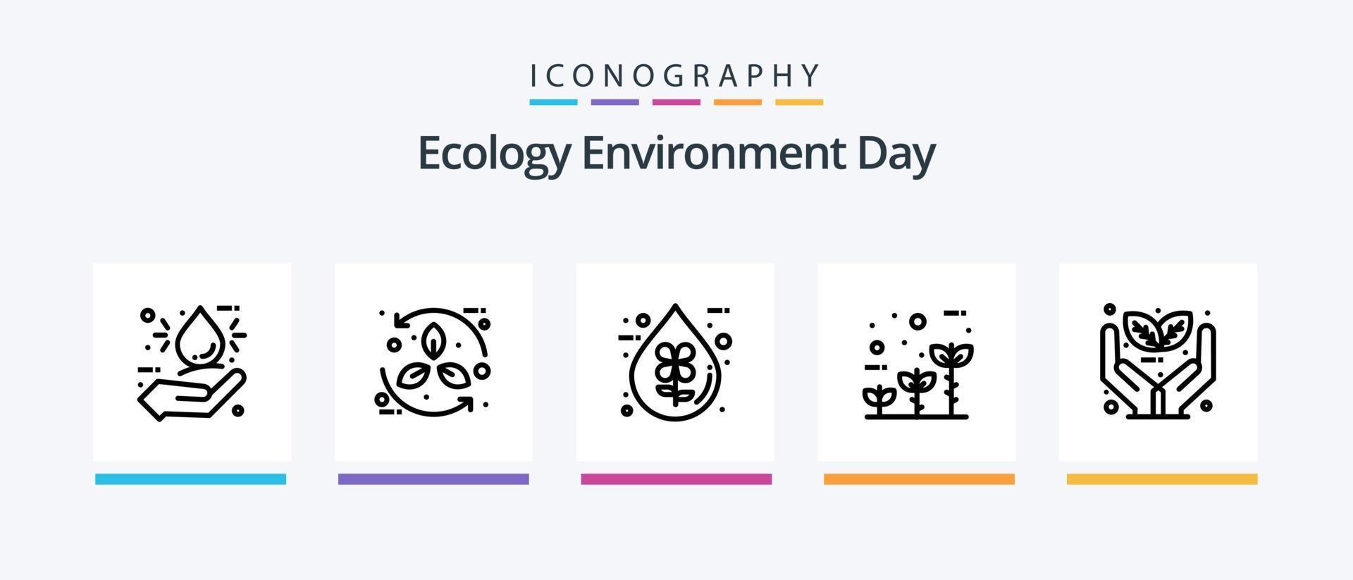 Ecology Line 5 Icon Pack Including solar. battery. leaf. water. eco. Creative Icons Design vector